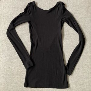 H&M Slightly Sheer Black Long Sleeve Shirt, Size Small with Low-Cut Back